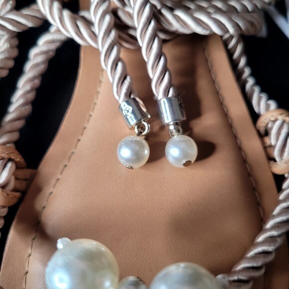 INC Jerzi Rope Embellished Flat Sandals Sz 5.5 Pearls Seashells Beachy Nautical - Picture 7 of 10